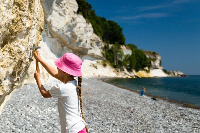 Attraksjonen Stevns Klint i Sjælland, Danmark